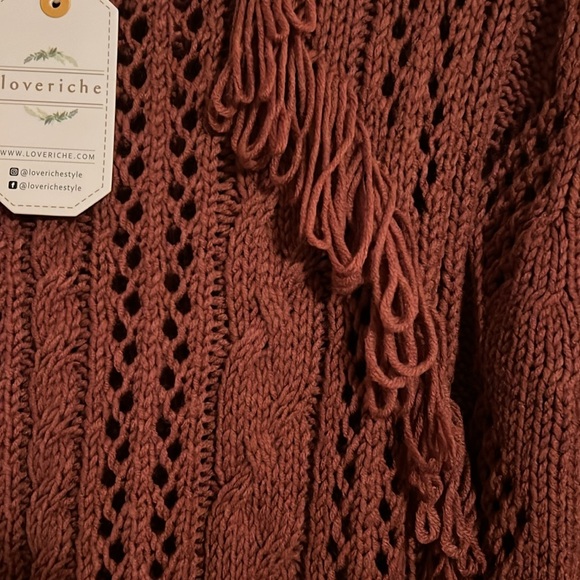 Love Richie Rust Brick Distressed Cable Knit Sweater Top NWT - Picture 10 of 14